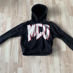 Svart hoodie från Alexander Mcqueen - Snygg svart hoodie från MCQ med stort vitt och rött tryck på framsidan. 