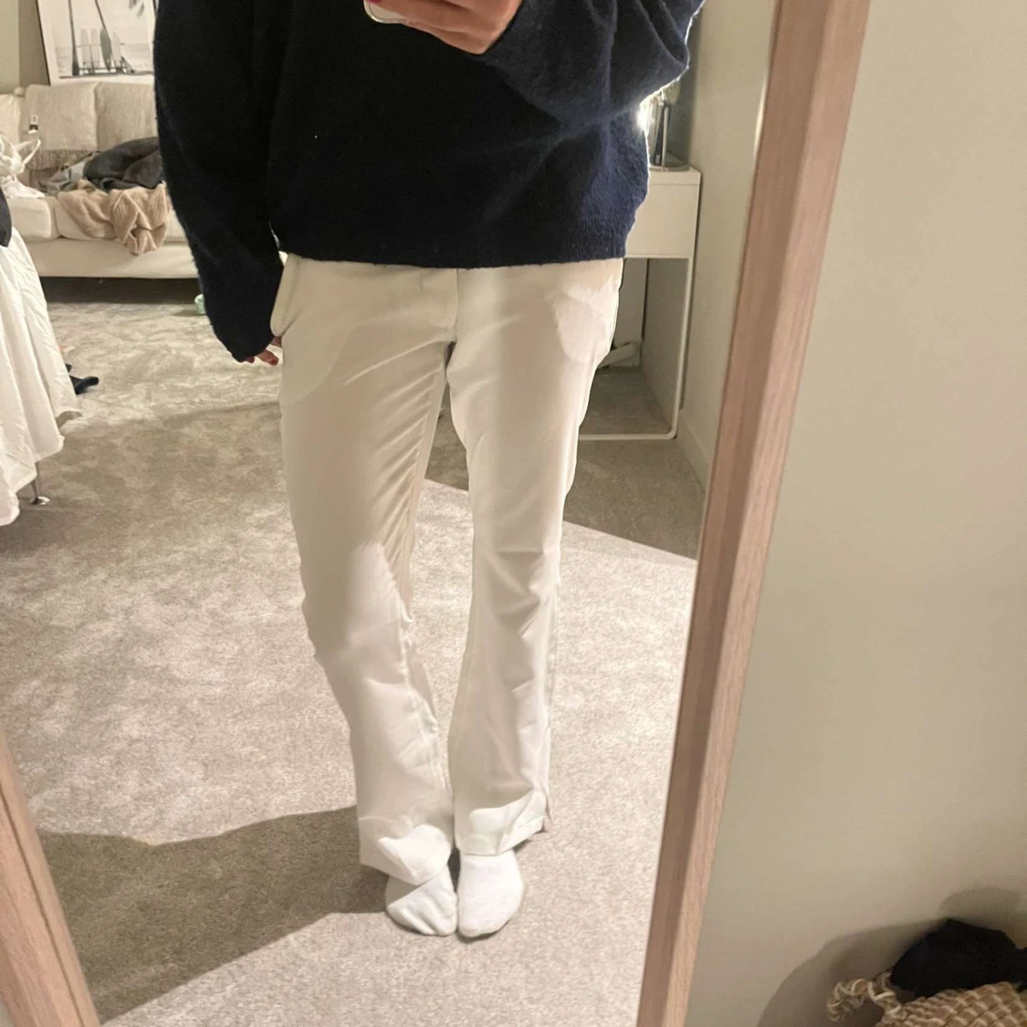Vita lågmidjade kostymbyxor  - 91