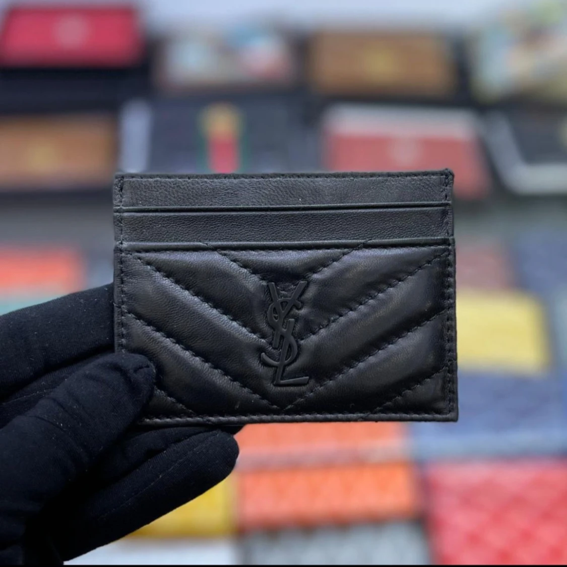 Svart quiltad kortfodral från YSL - 1