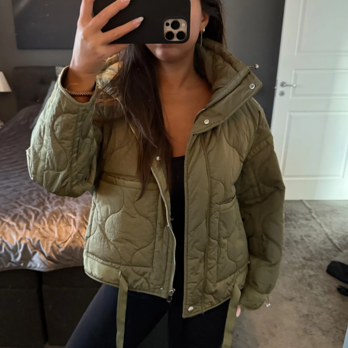 Olivgrön quiltad jacka - 2