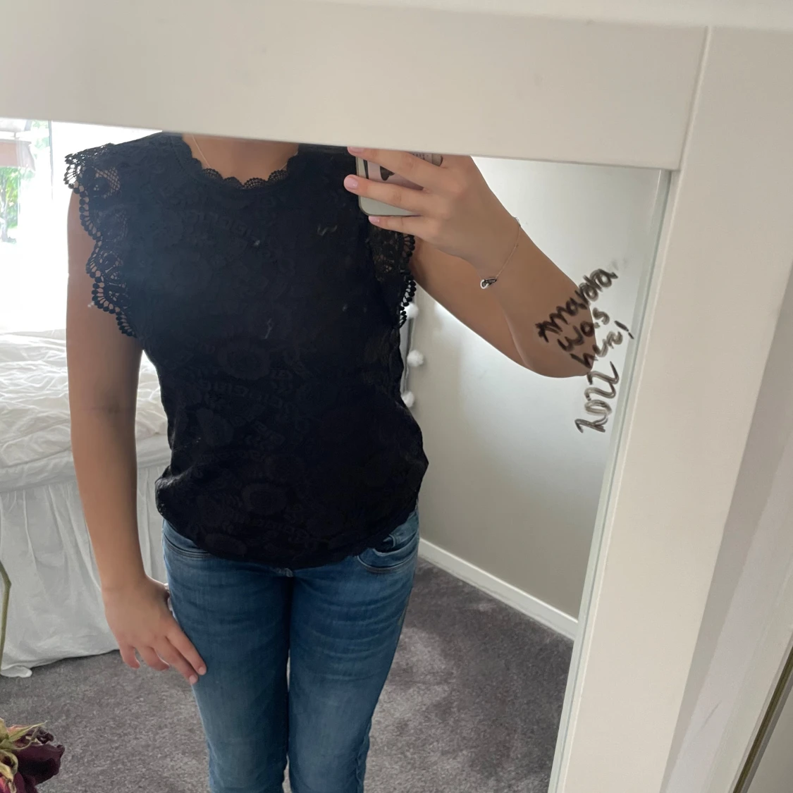 Svart spets topp, ZALANDO, PIECES