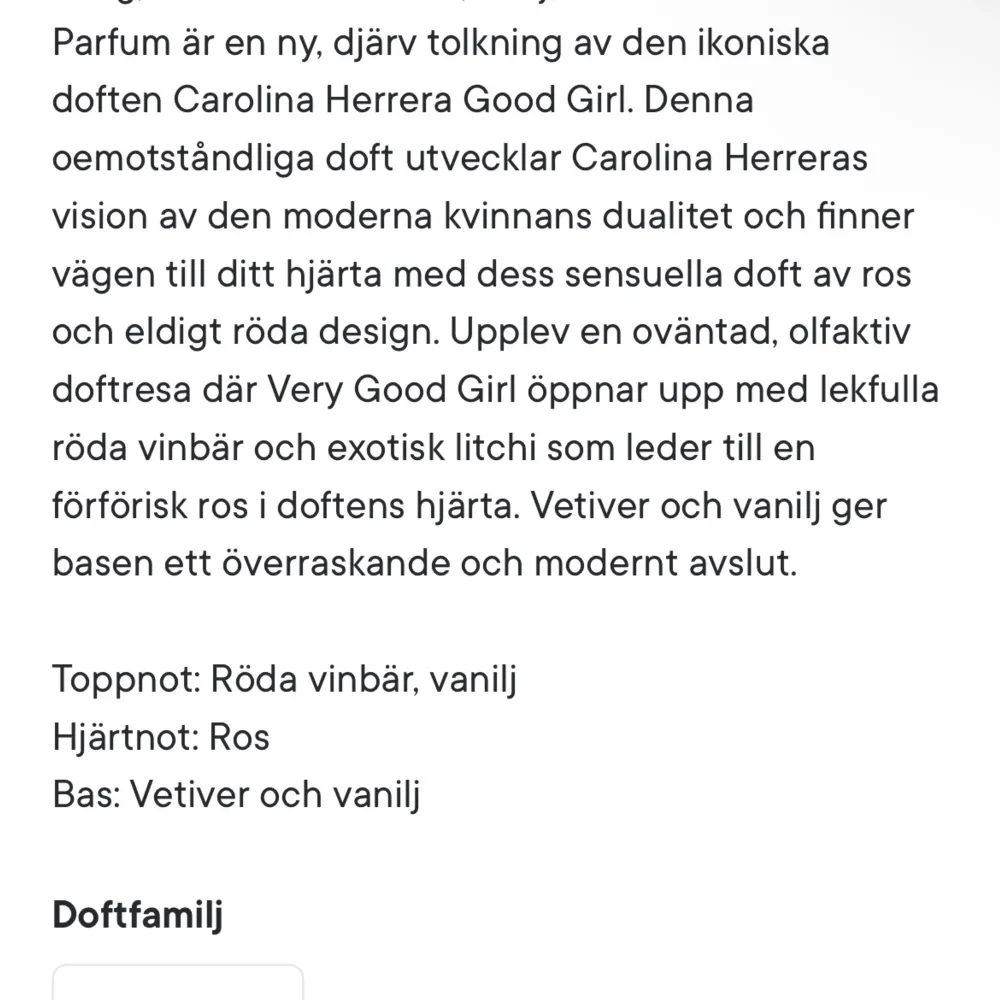 Säljer denna då den tyvärr inte används då jag känner att doften inte riktigt passar mig❤️runt 90% kvar inte särskilt mycket använd, 50ml, nypris 1300kr kartong medföljer ❤️. Parfym.