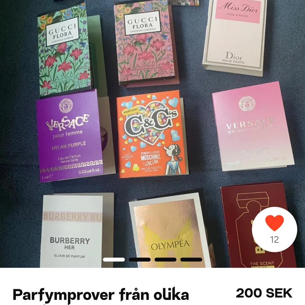 Parfymprover . Kjolar.