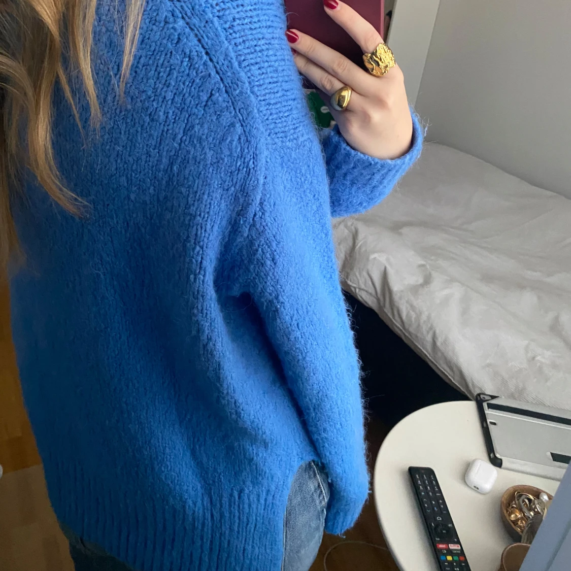 Blå stickad tröja - 4