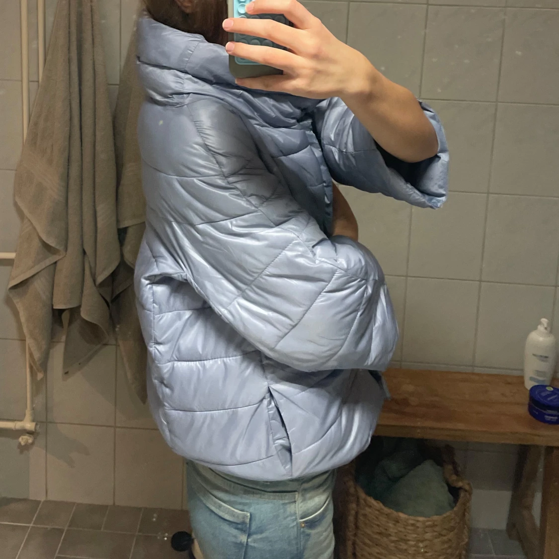 Ljusblå pufferjacka - 90