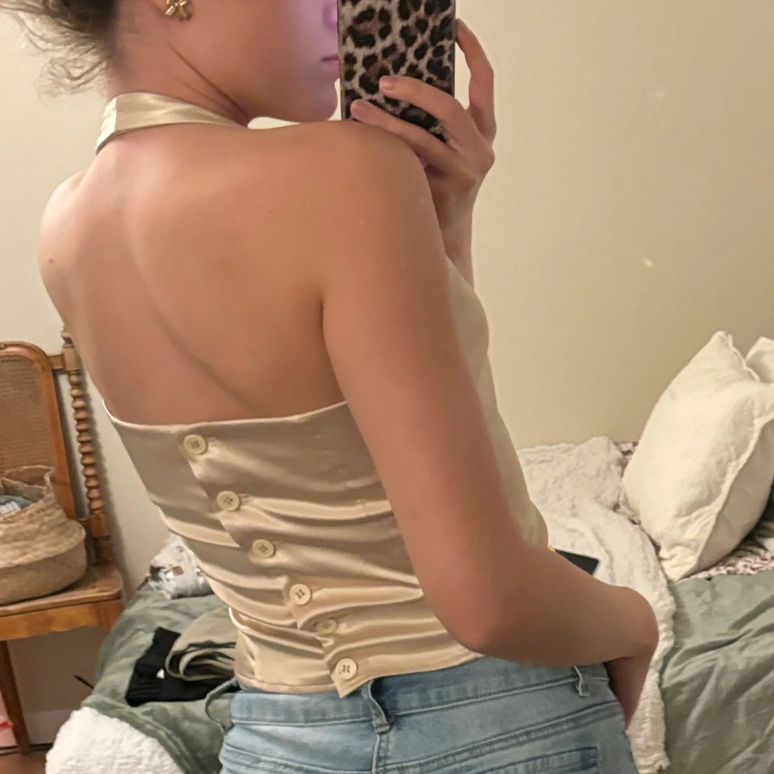 Beige halterneck korsett - 90