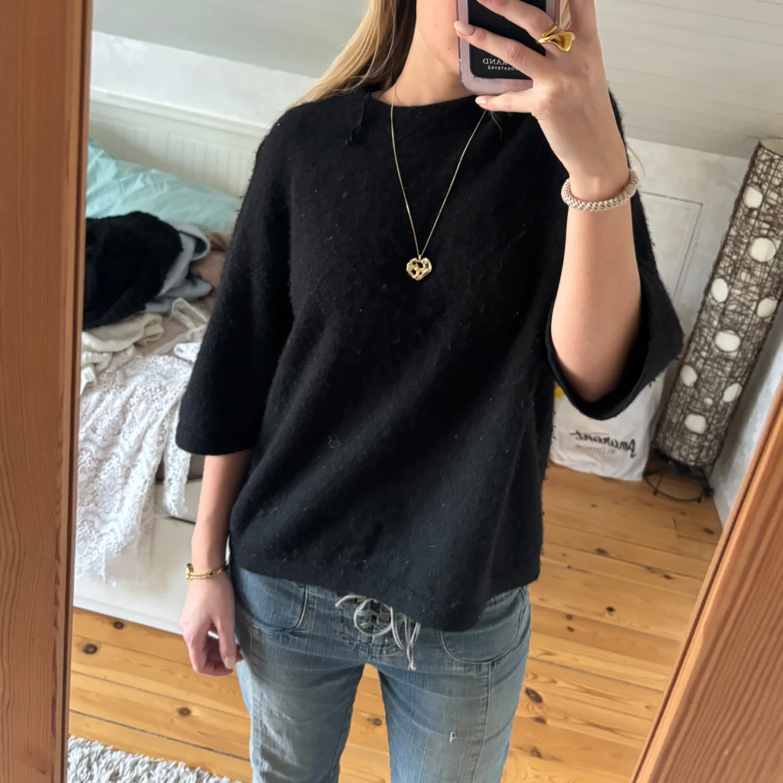 Svart tröja med trekvartsärm - 91