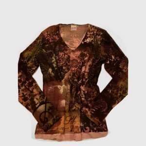 Cute långärmad tröja - Vintage tröja med brunt, rosa och lite gröna toner