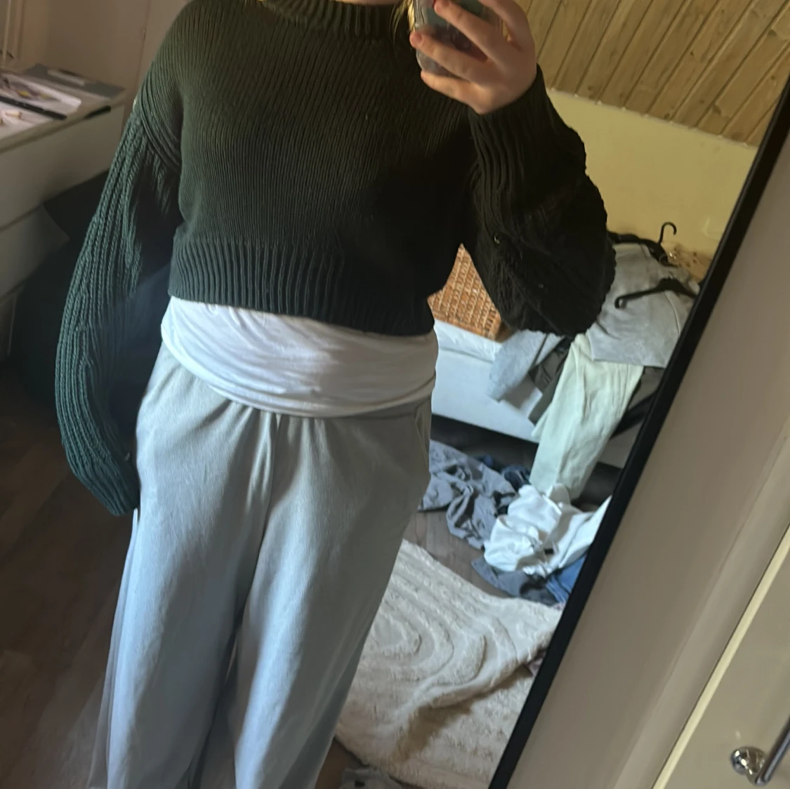 Croppad stickad tröja - 90