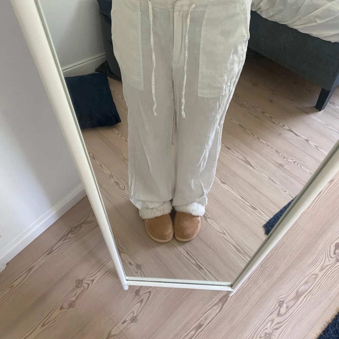 Fina lågmidjade linnebyxor  - 91