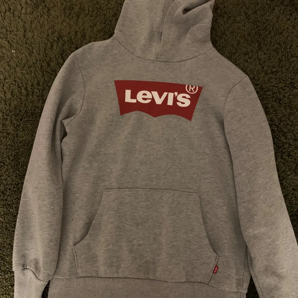 Säljer en snygg grå hoodie från Levi's i bra skick. Perfekt för höst och vinter, och passar både till vardags och chillkvällar. Superbekväm och stilren design!. Tröjor & Koftor.