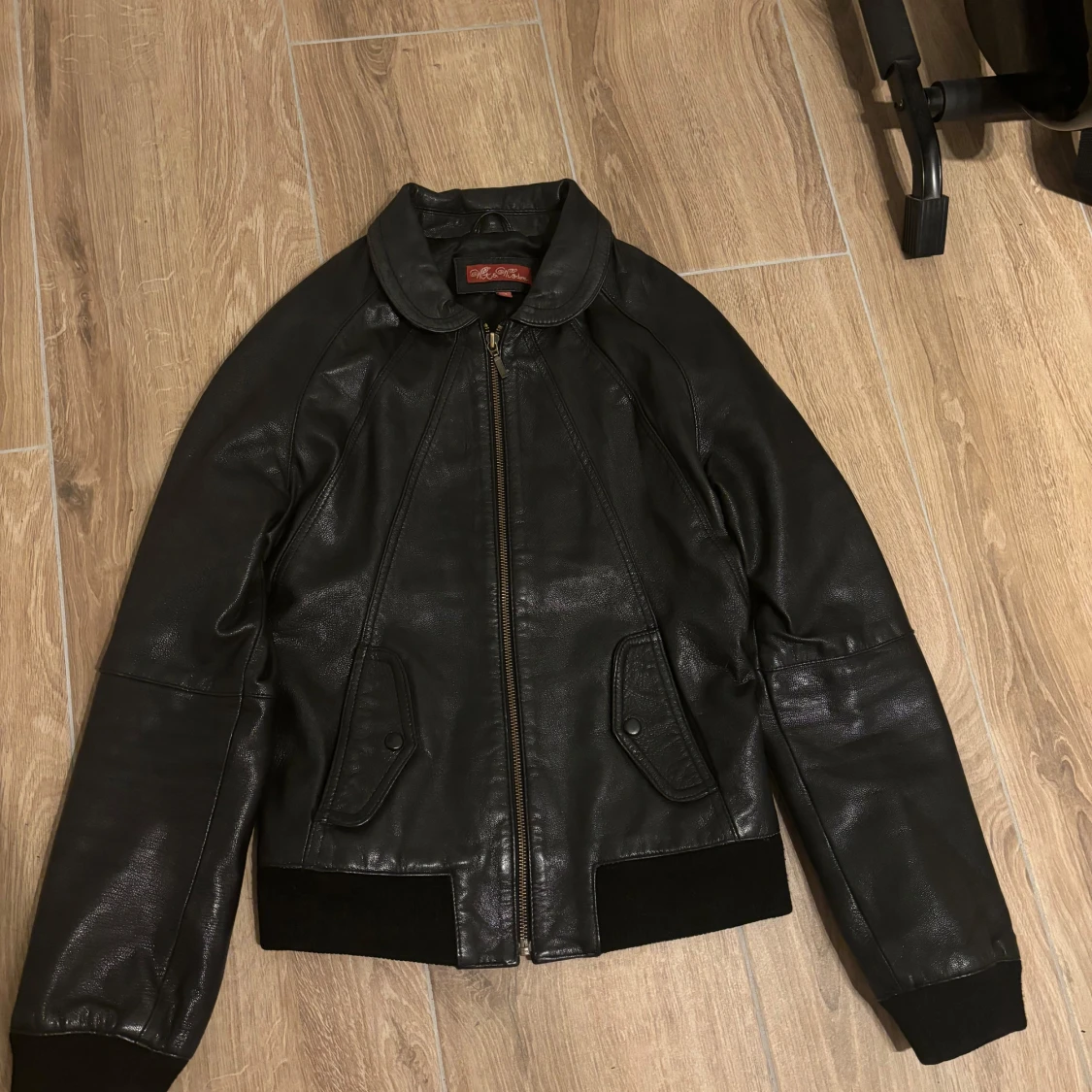 Svart vintage dam skinnjacka 