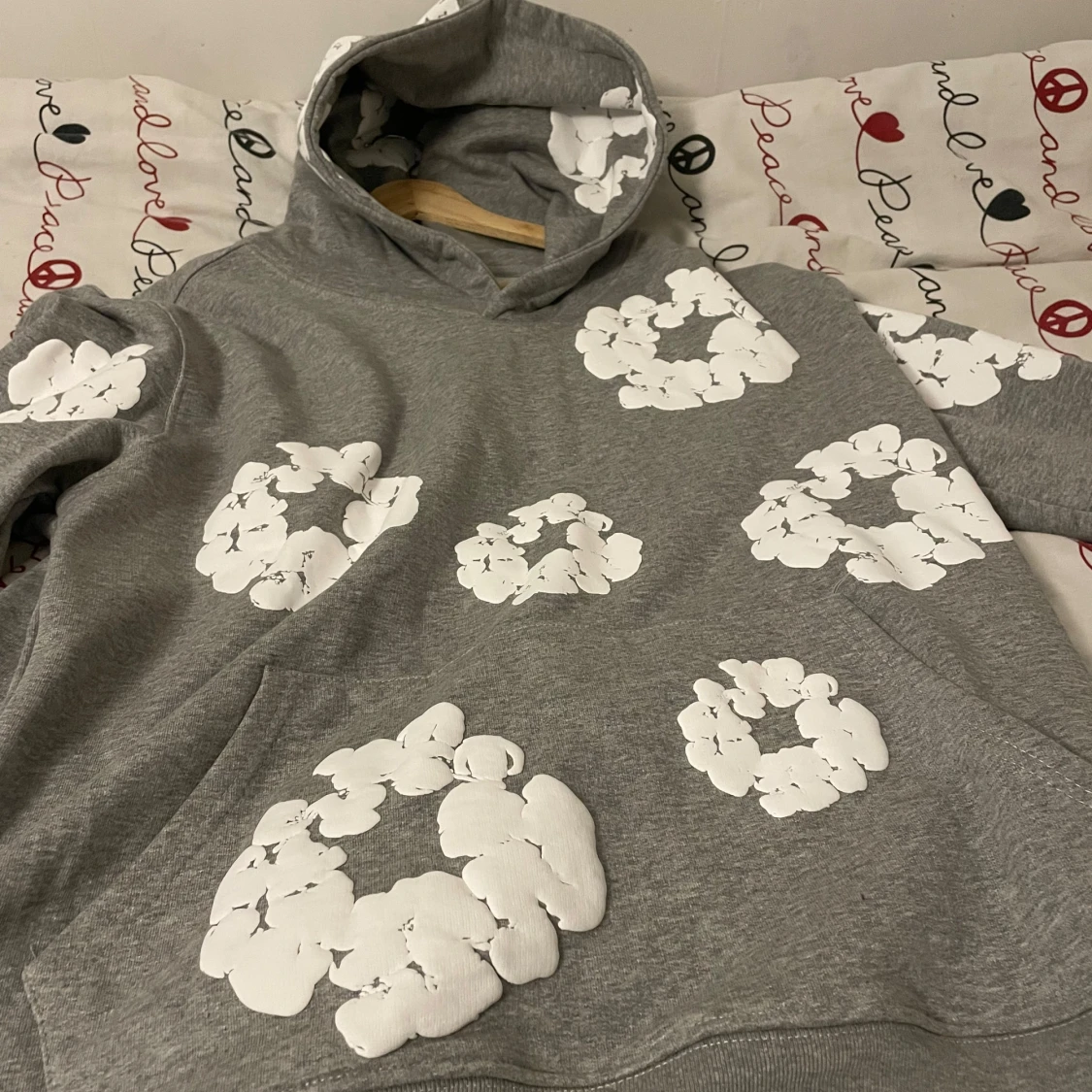 Denim tear hoodie grey  - 90