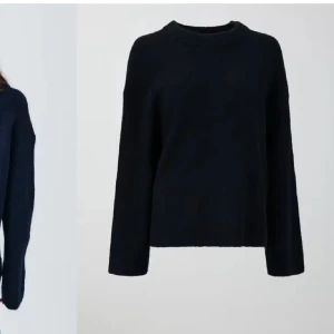 Stickad tröja Gina - Säljer en marinblå stickad tröja med rund hals och långa ärmar från gina tricot. Perfekt för kyligare dagar och enkel att matcha med olika outfits.