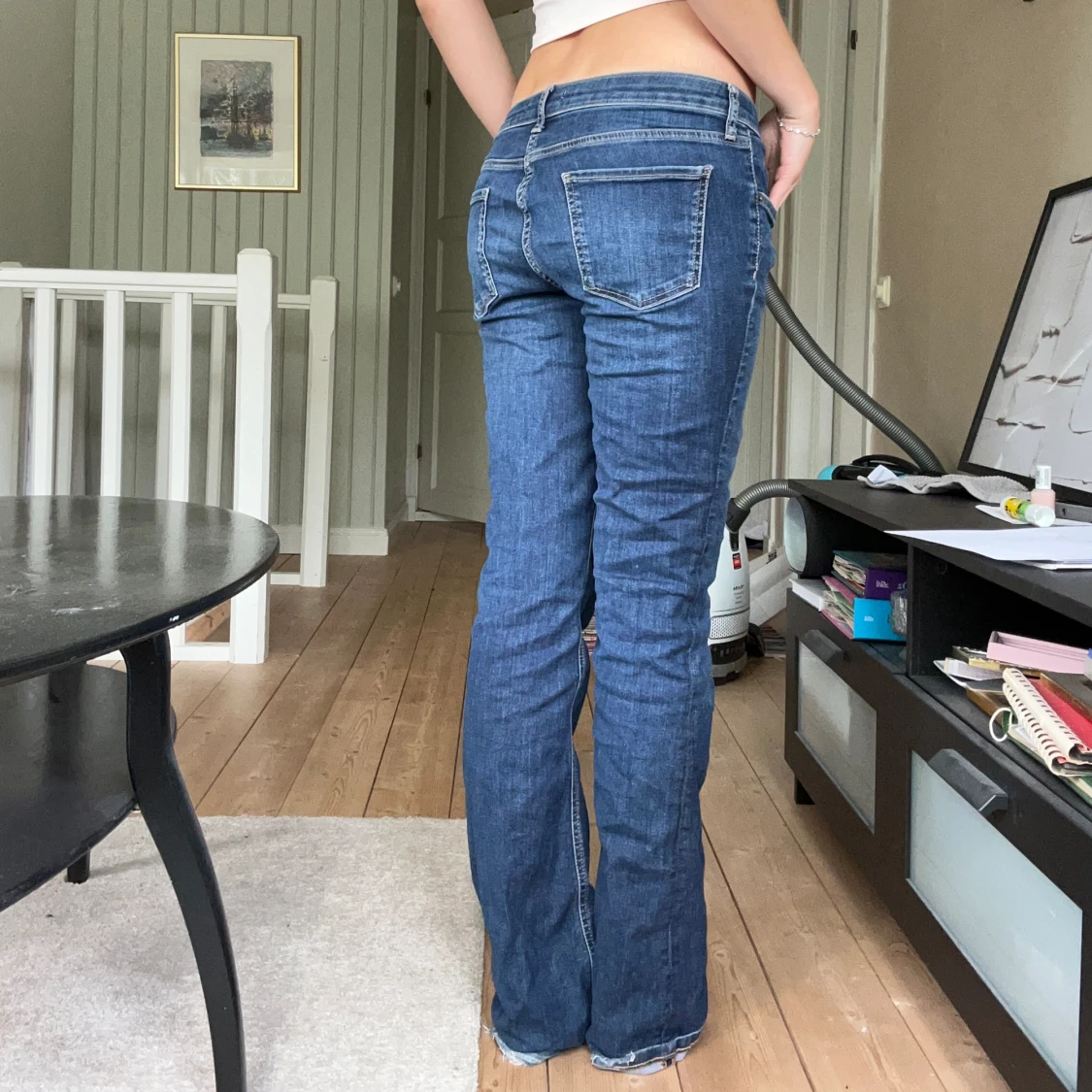 Blåa lågmidjade jeans - 90