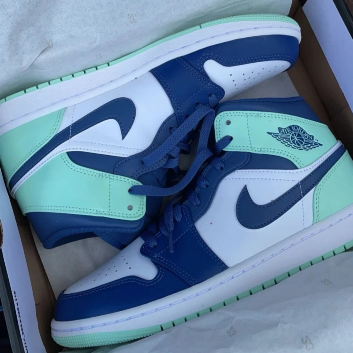 Nike Air Jordan 1 Mid - Blå/Grön - 90