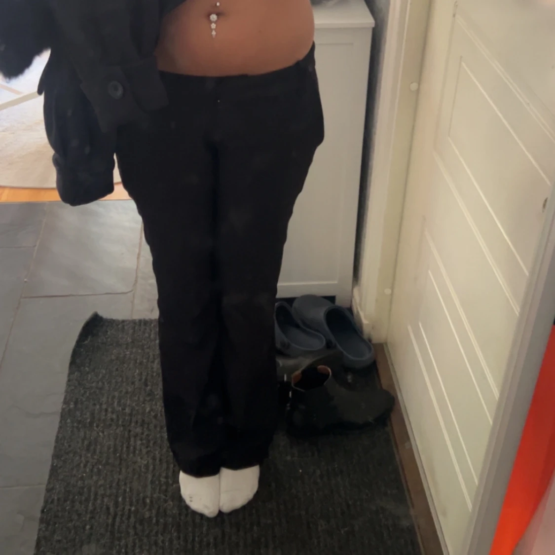 Low waist kostymbyxor