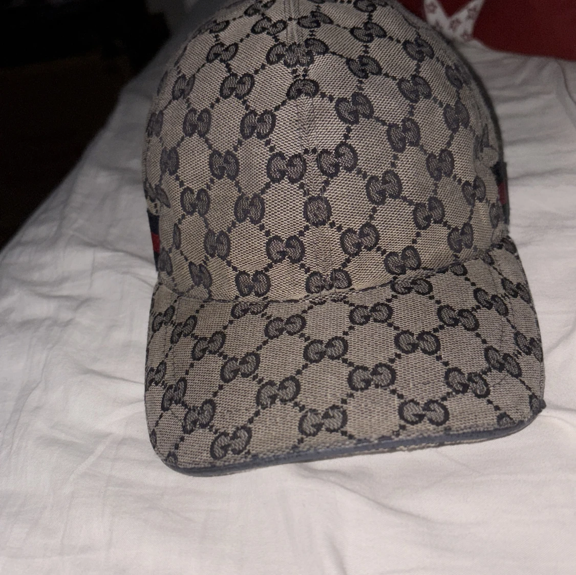 Gamla modellen av navy blue/begie Gucci keps  - 1