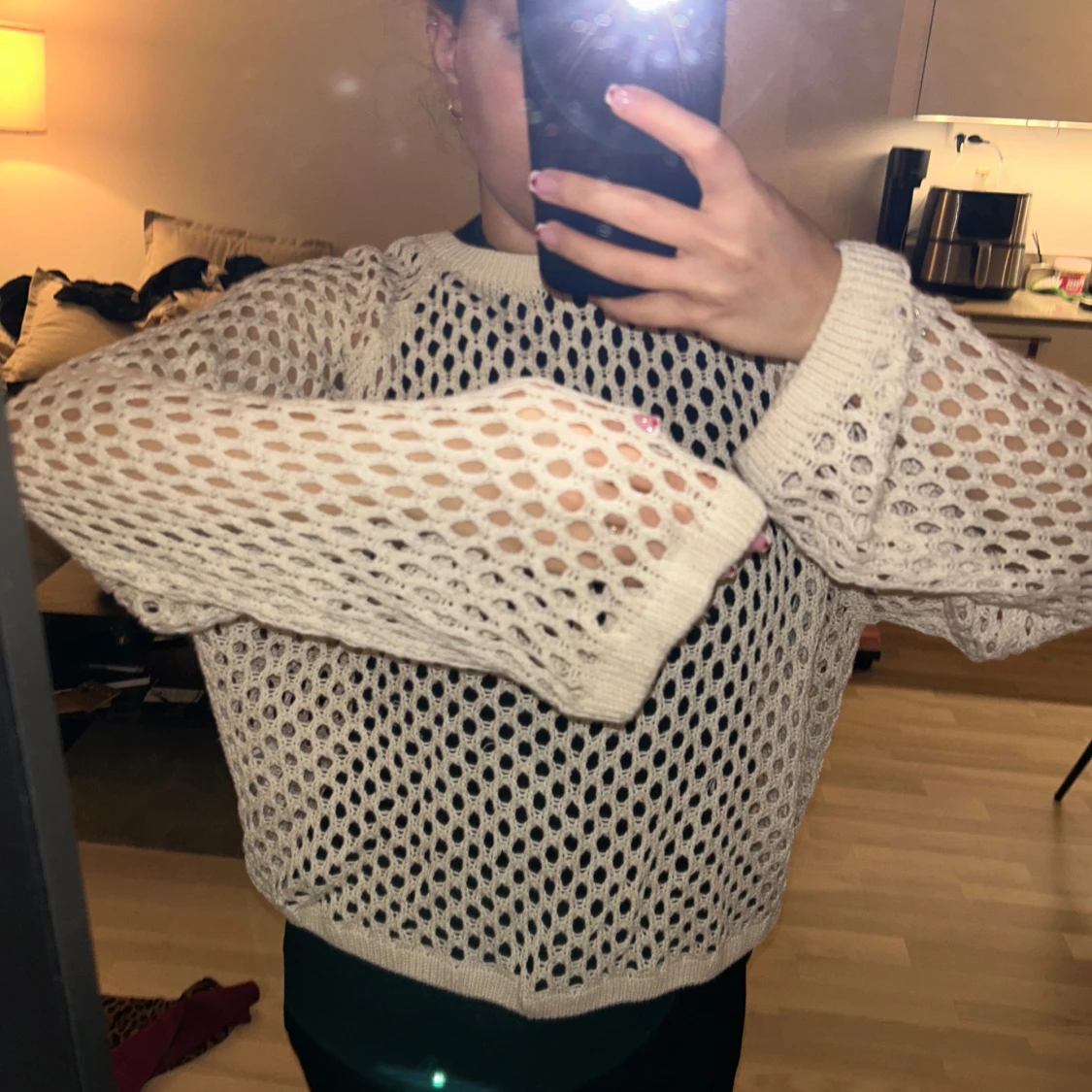 Beige stickad tröja - 1