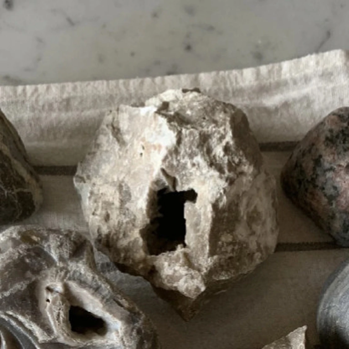 Samling av stenar och fossil