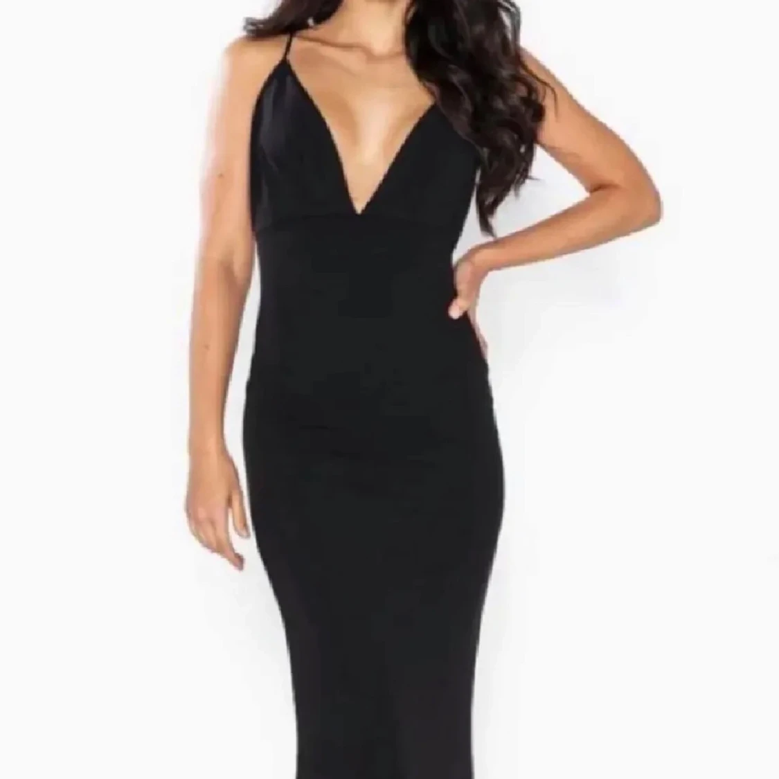 Svart långklänning med släp - 1