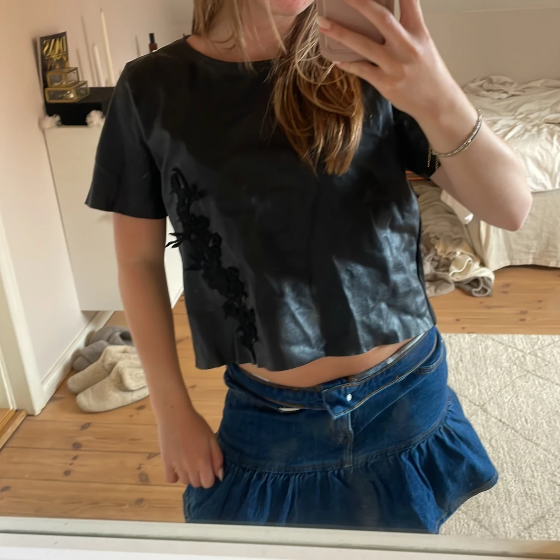 Svart faux skinnblus från Zara 