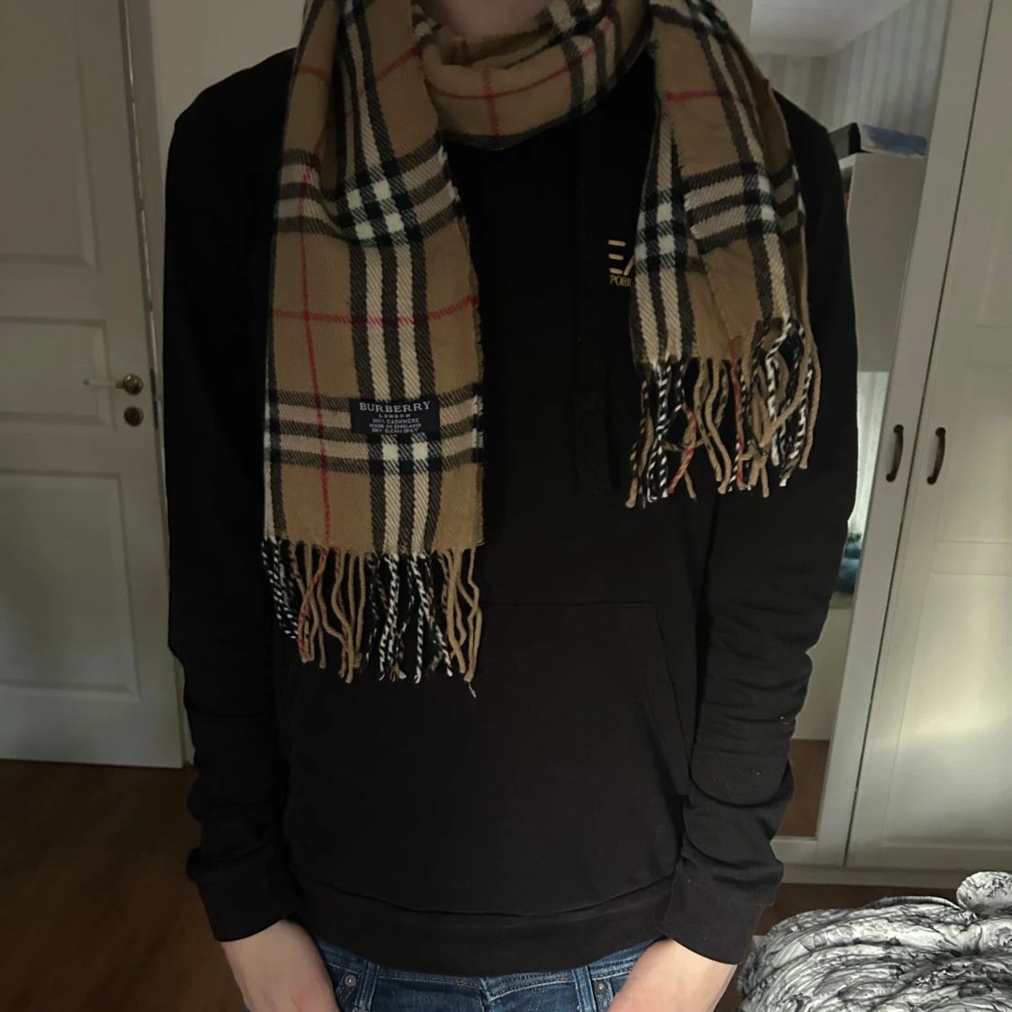 Beige rutig halsduk från Burberry - 4