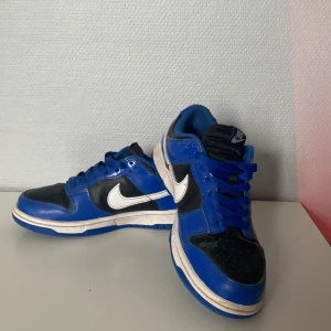 Nike Dunk Low blå och svarta sneakers - Säljer ett par Nike Dunk Low sneakers i blått svart och vitt
