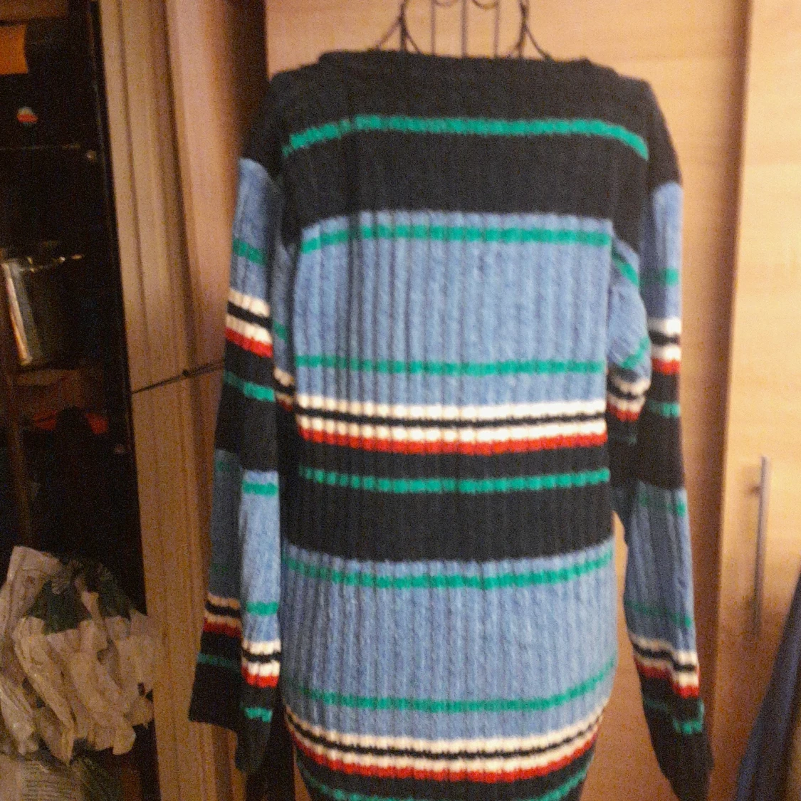 Randig stickad tröja H&M blå/grön - 1