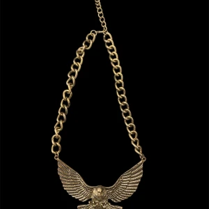 Chunky guldhalsband med örn - Halsband i guldtonad metall och blandning av silver med grov kedja och en stor, detaljerad örn som hänge. Örnen har utbredda vingar och coola detaljer som ger en edgy vibe. Perfekt för dig som vill sticka ut och addera något extra till din look.