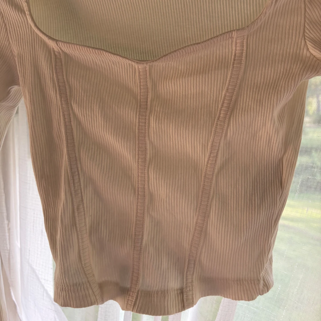 Vit ribbad korsettopp Gina Tricot  - 3