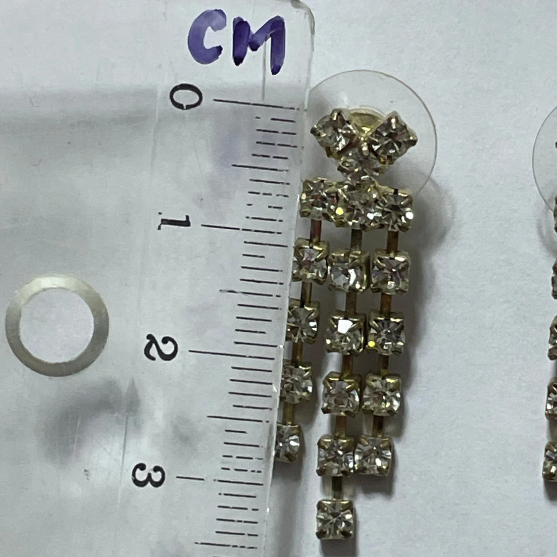 Dangle Earrings with Clear Rhinestones - 2