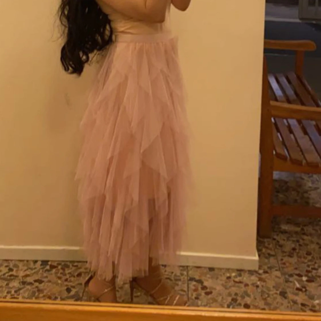 Rosa volangkjol i tyll