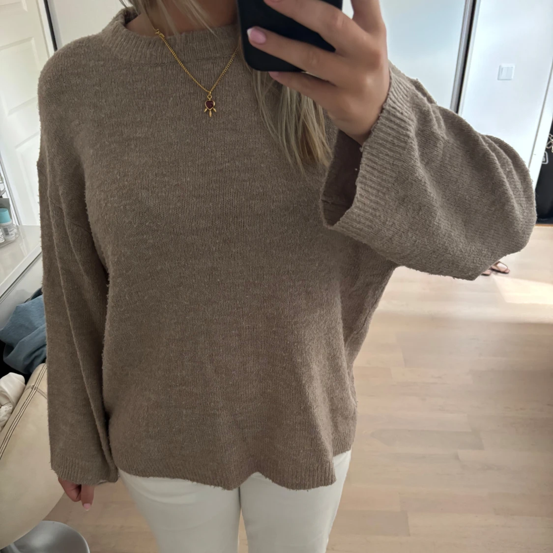 Brun/beige stickad tröja - 2