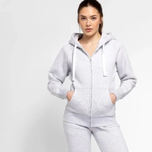 Ljusgrå hoodie med dragkedja - grå russemerch