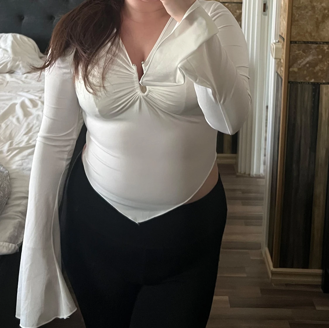 Vit långärmad topp