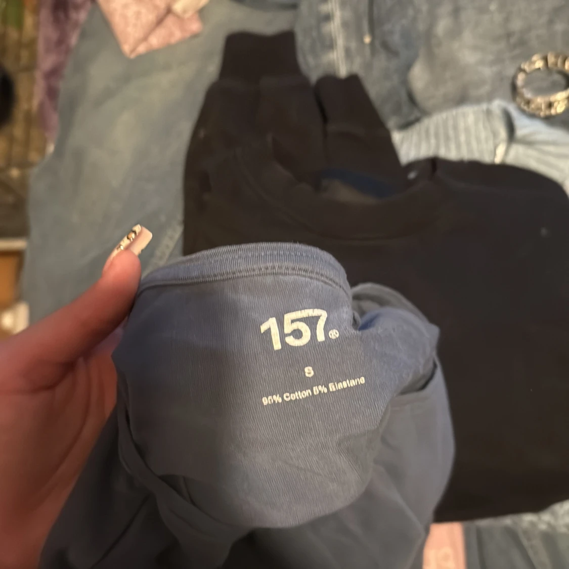 Blå croppad långärmad topp från 157 - 2