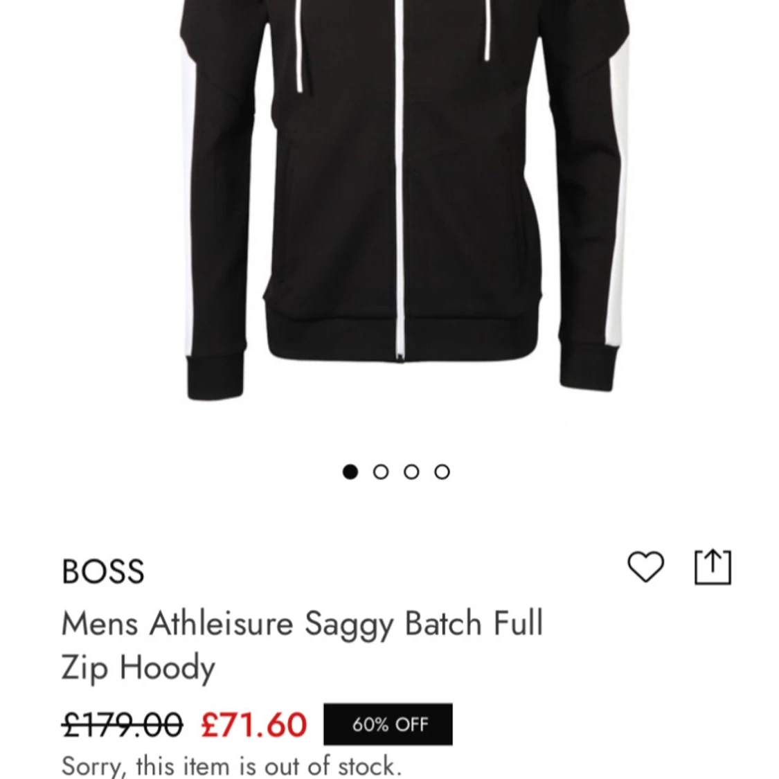 Svart hoodie från Boss med vita feta detaljer PRIS KAN DISKUTERAS  - 4