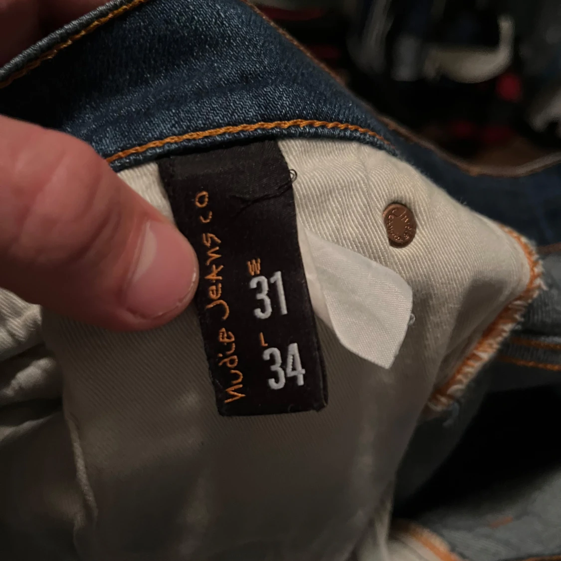 Blå slim fit jeans med slitningar - 4