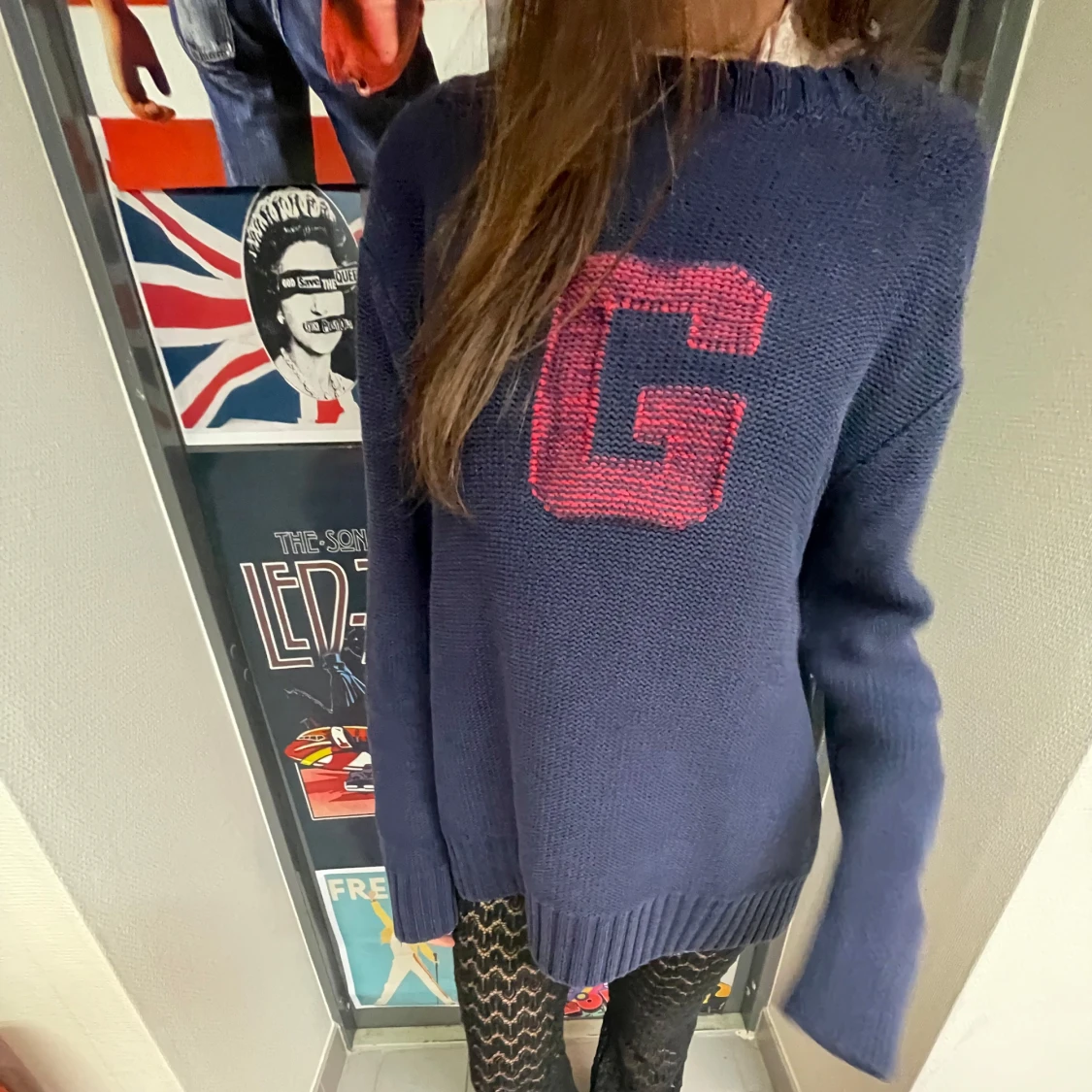 Oversize stickad tröja med tryck - 2