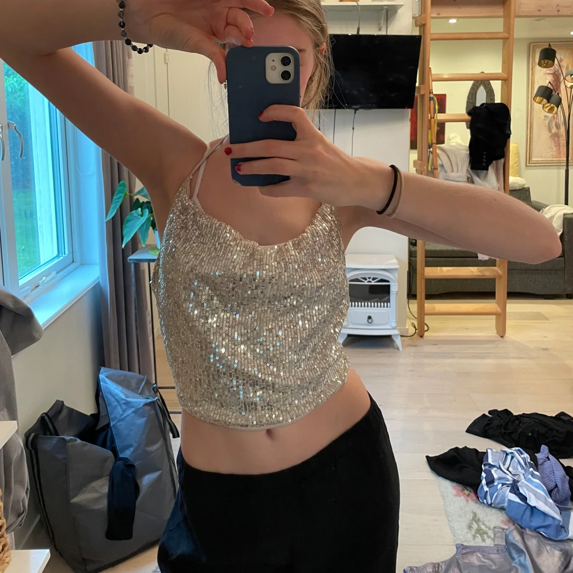 Glittrig silvertopp med paljetter