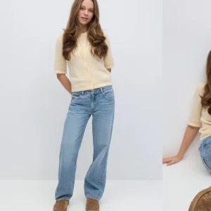 Ljusblå jeans med hög midja - Säljer ett par ljusblå jeans med hög midja och rak passform. Perfekta för en avslappnad stil. De har en klassisk design med fem fickor och knappgylf.