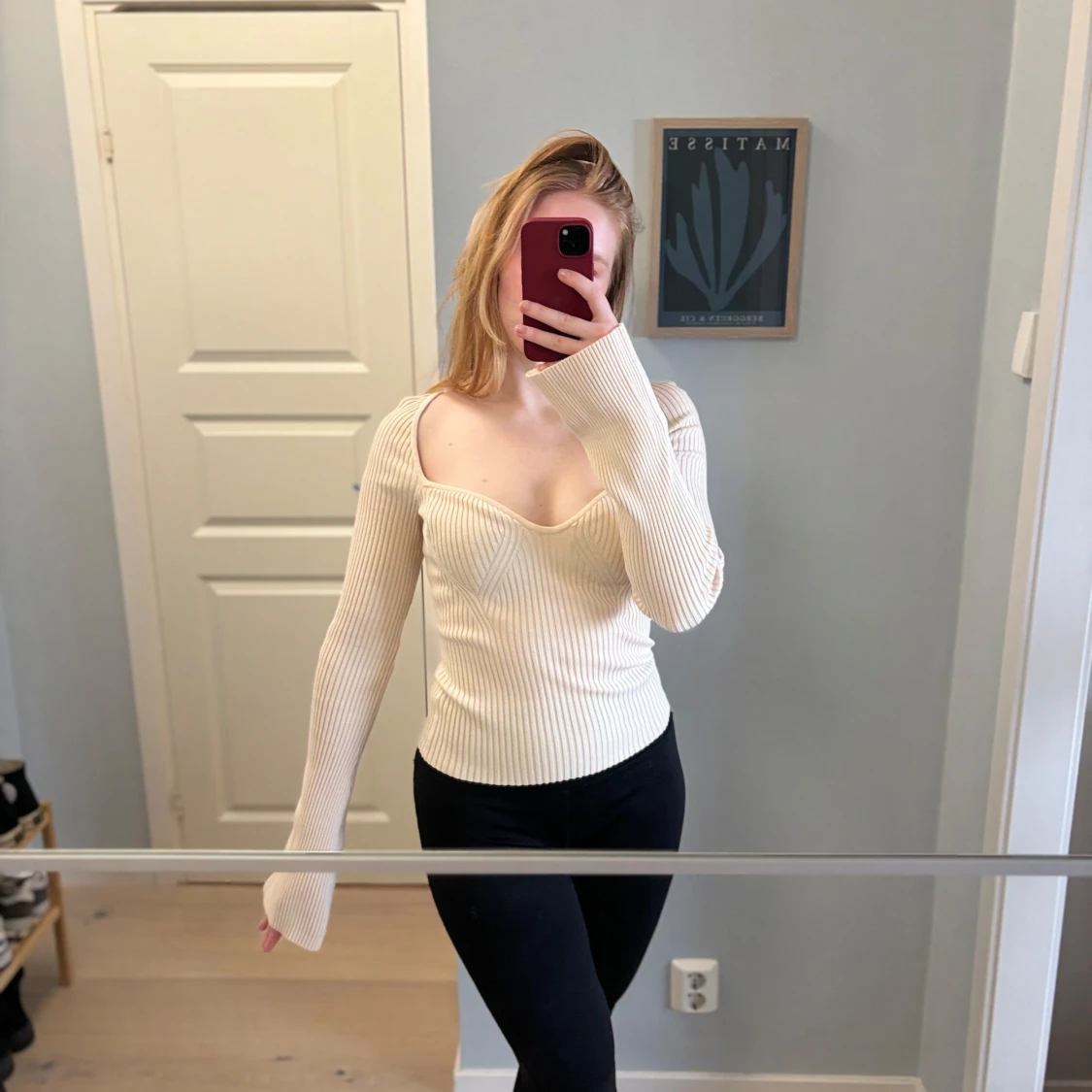 Beige långärmad topp - 1