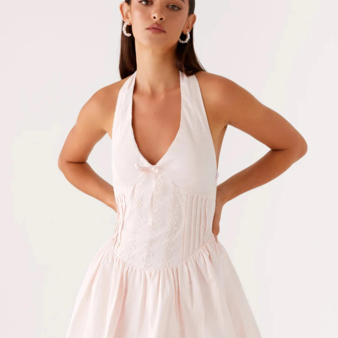 Ljusrosa halterneck kortklänning - 4