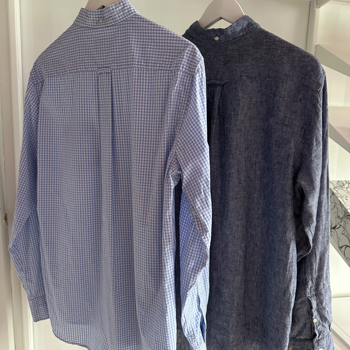 Två långärmade gant skjortor, blå & grå - 1