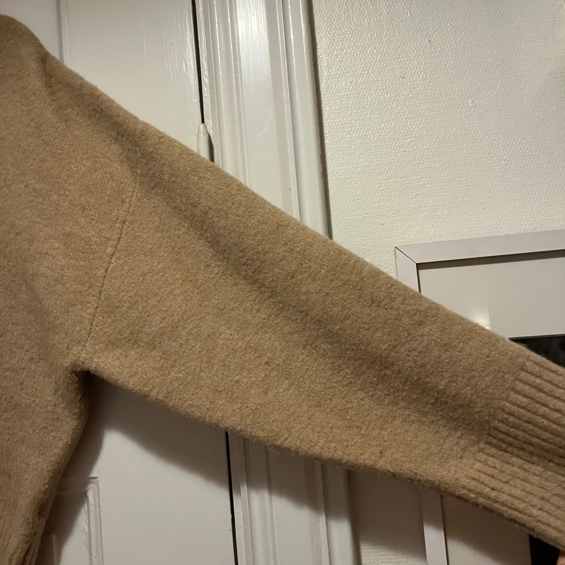 Beige stickad v-ringad tröja Zara - 3