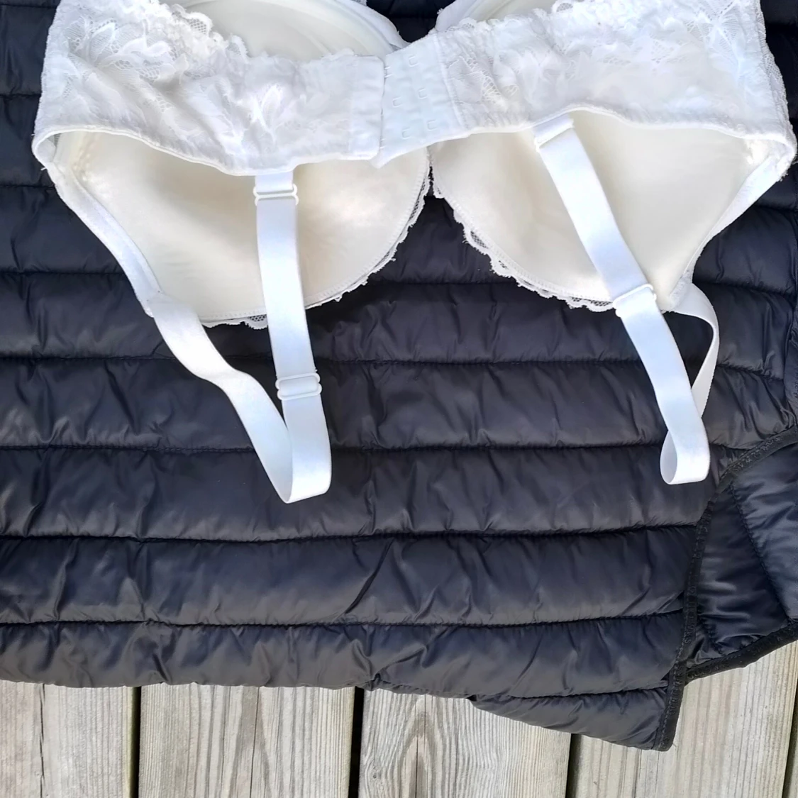 Vit spets-bh med justerbara band 85D  - 2