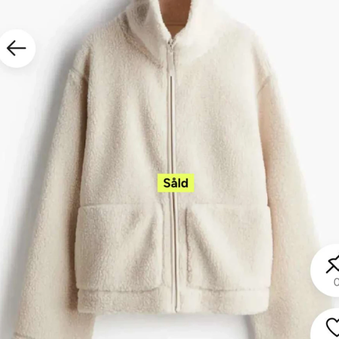 Beige teddyjacka med dragkedja