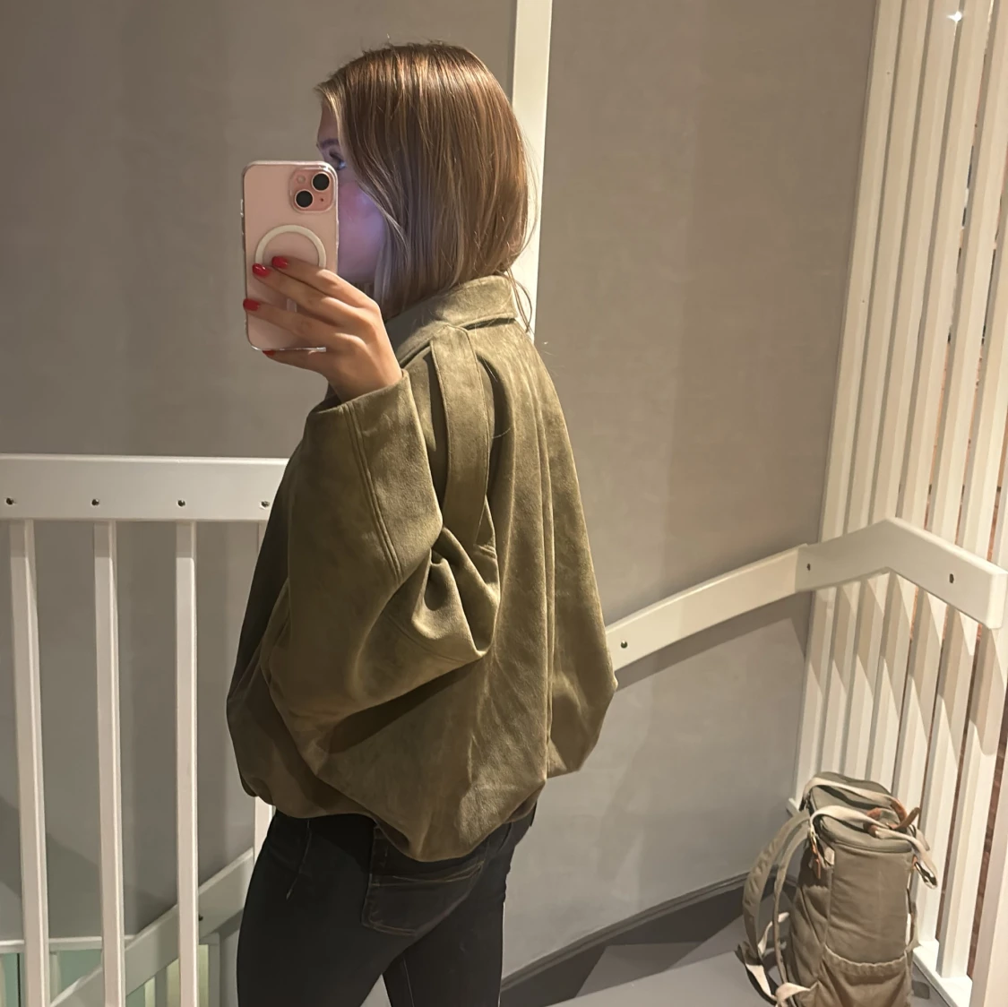 slutsåld mocka zara jacka grön - 2