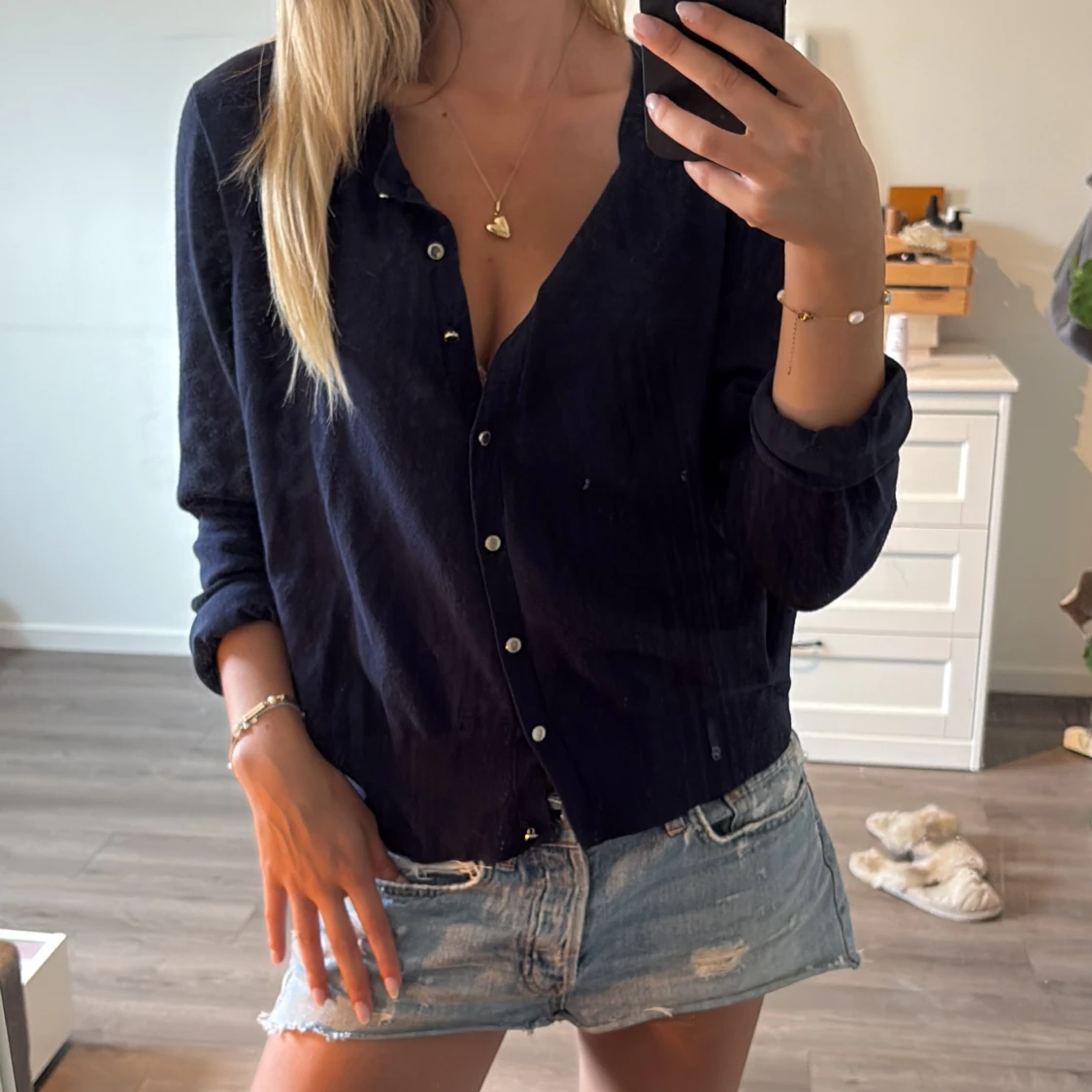 Snygg mörkblå marinblå kofta - 90